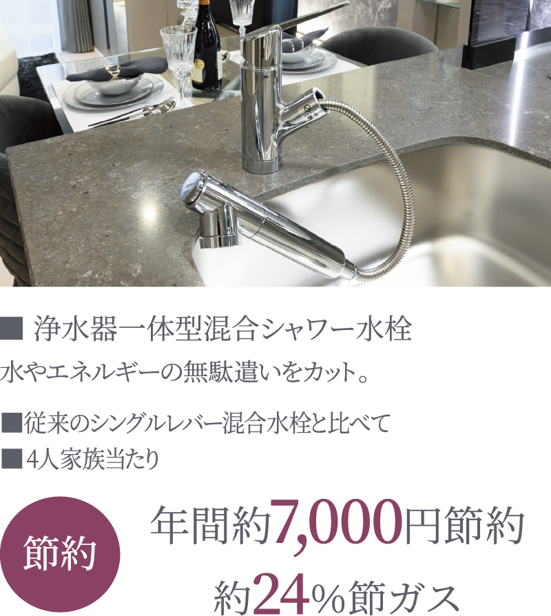 浄水器一体型混合シャワー水栓