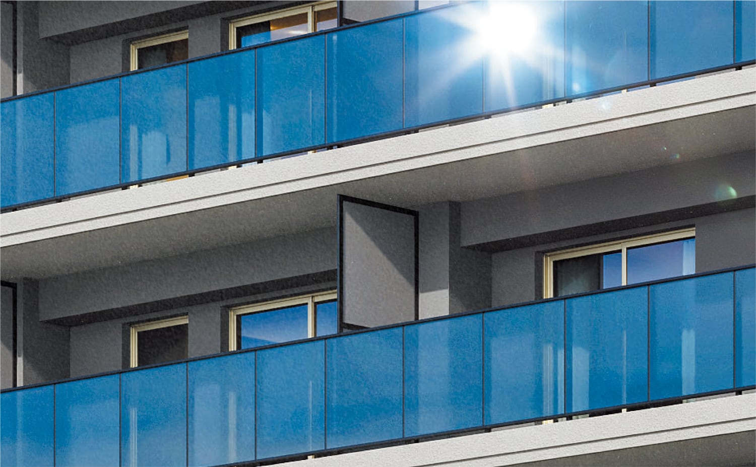 陽光を導くガラス手すり