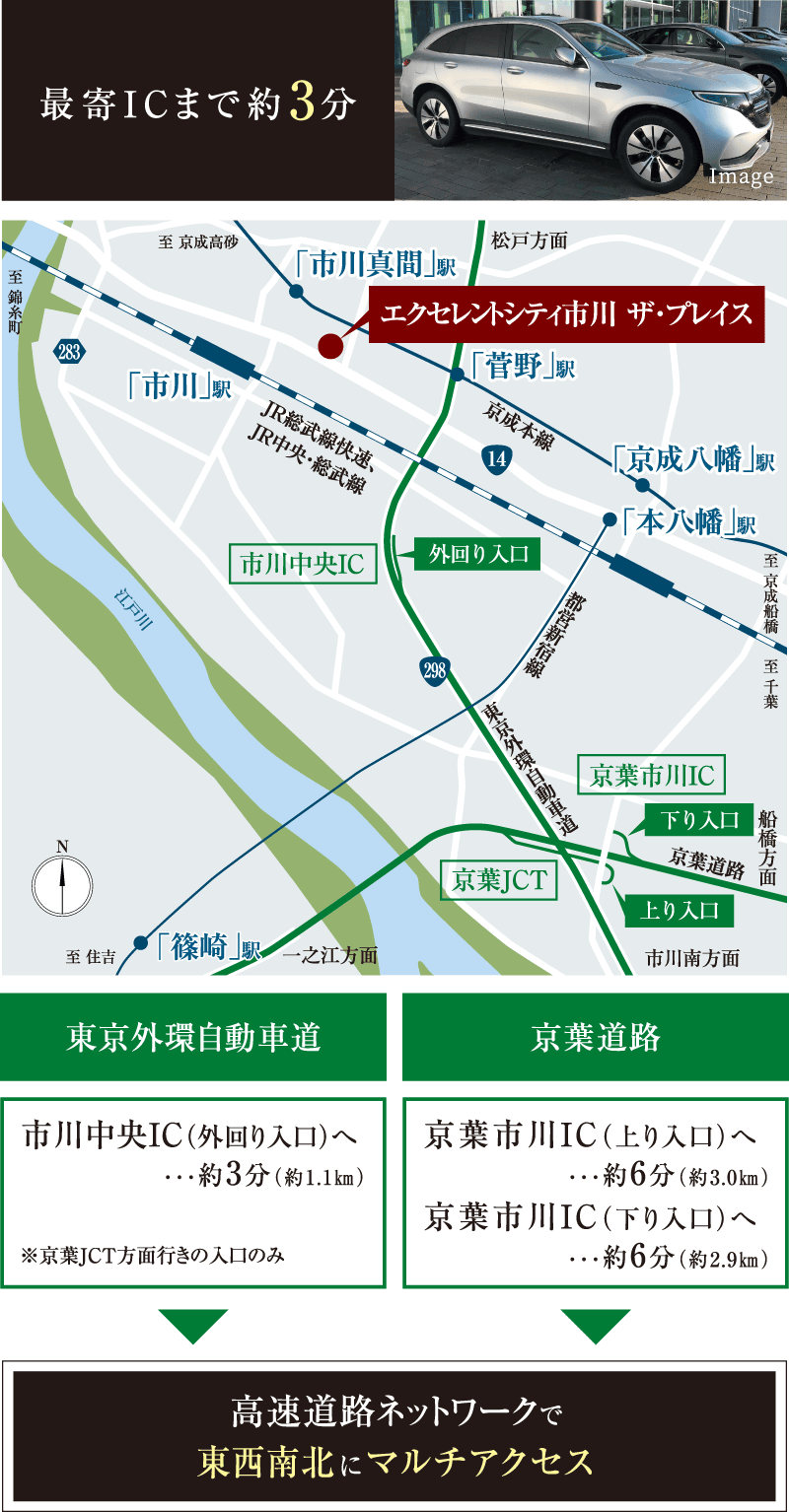 高速道路ネットワークで東西南北にマルチアクセス