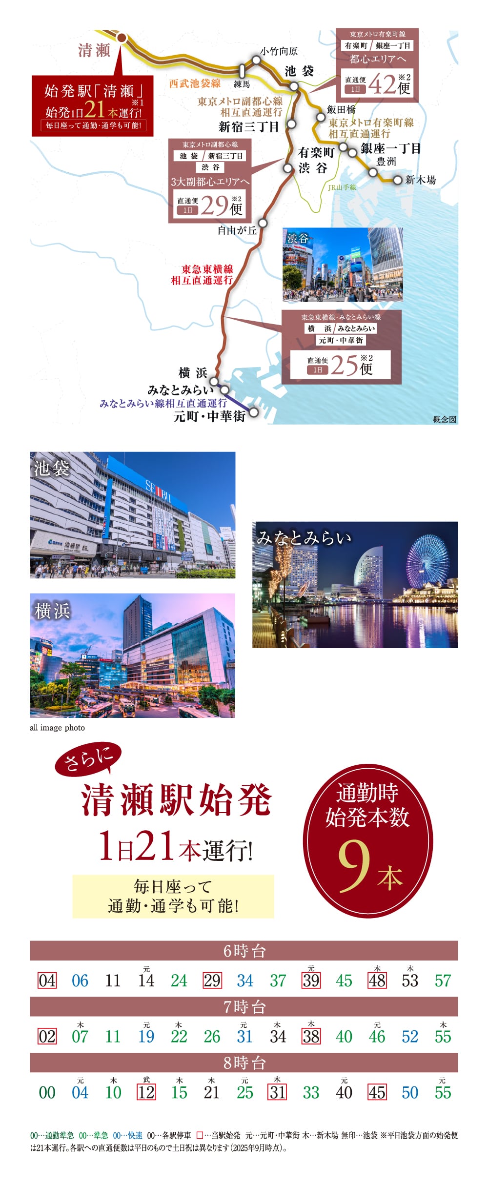 始発駅「清瀬」始発1日21本運行！