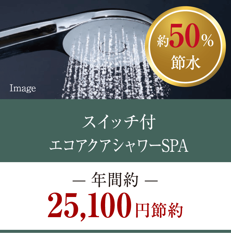スイッチ付エコアクアシャワーSPA 年間約25,100円節約