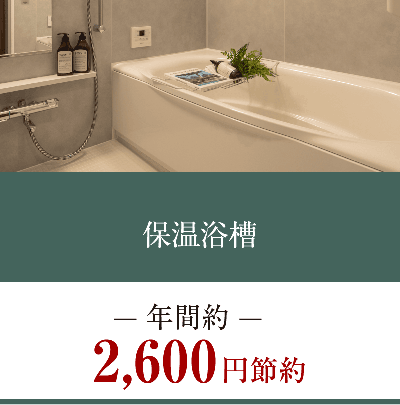 保温浴槽 年間約2,600円節約