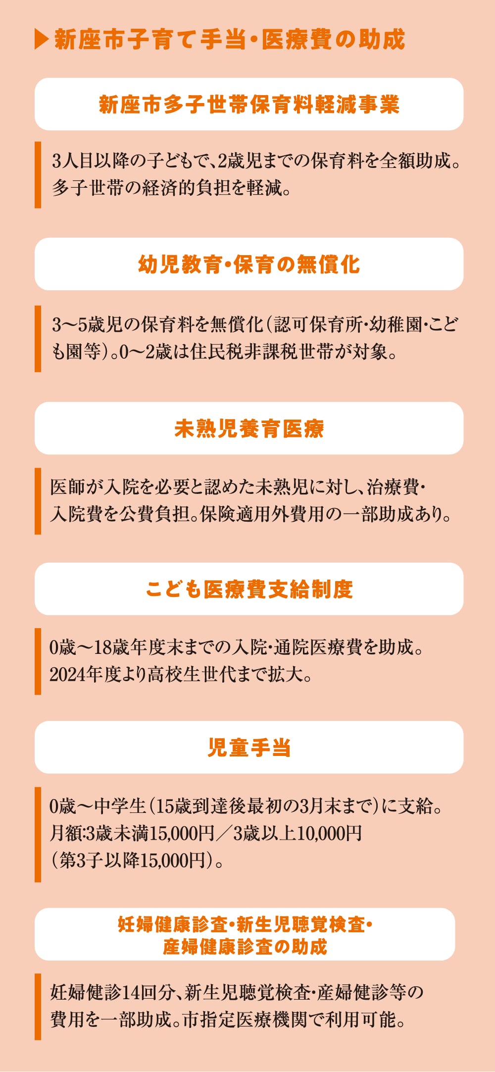 新座市子育て手当・医療費の助成