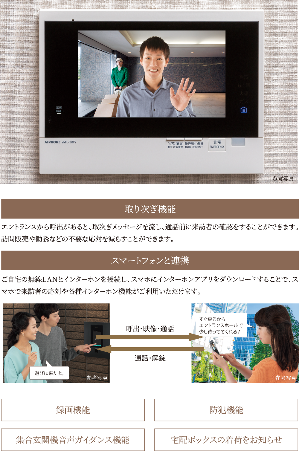 タッチパネル式7型ワイドインターホン