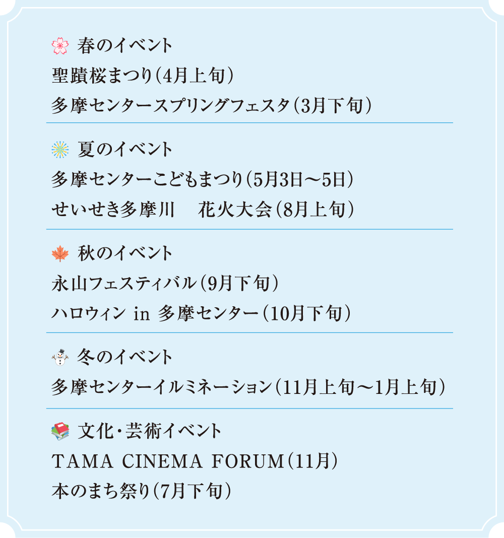 暮らしを彩る様々な多摩市のイベント