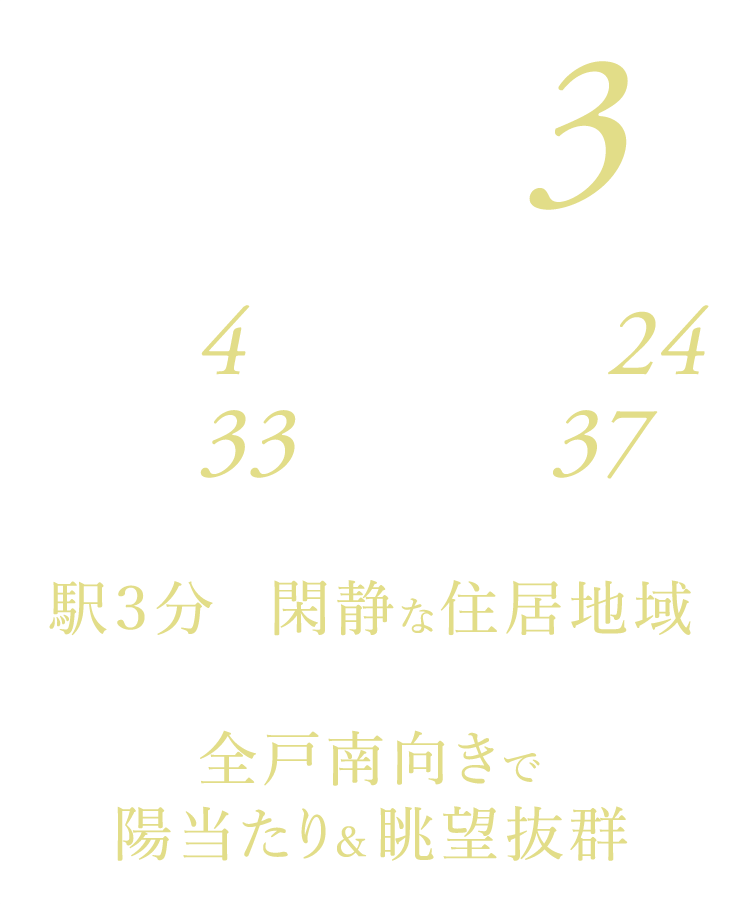 JR横浜線「古淵」駅 徒歩3分 | 「町田」駅4分、「新横浜」駅24分、「渋谷」駅33分、「新宿」駅37分 | 駅3分×閑静な住居地域×全戸南向きで陽当たり&眺望抜群