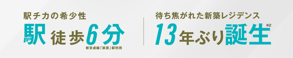 駅チカ希少性　駅徒歩6分　待ち焦がれた新築レジデンス13年ぶり誕生