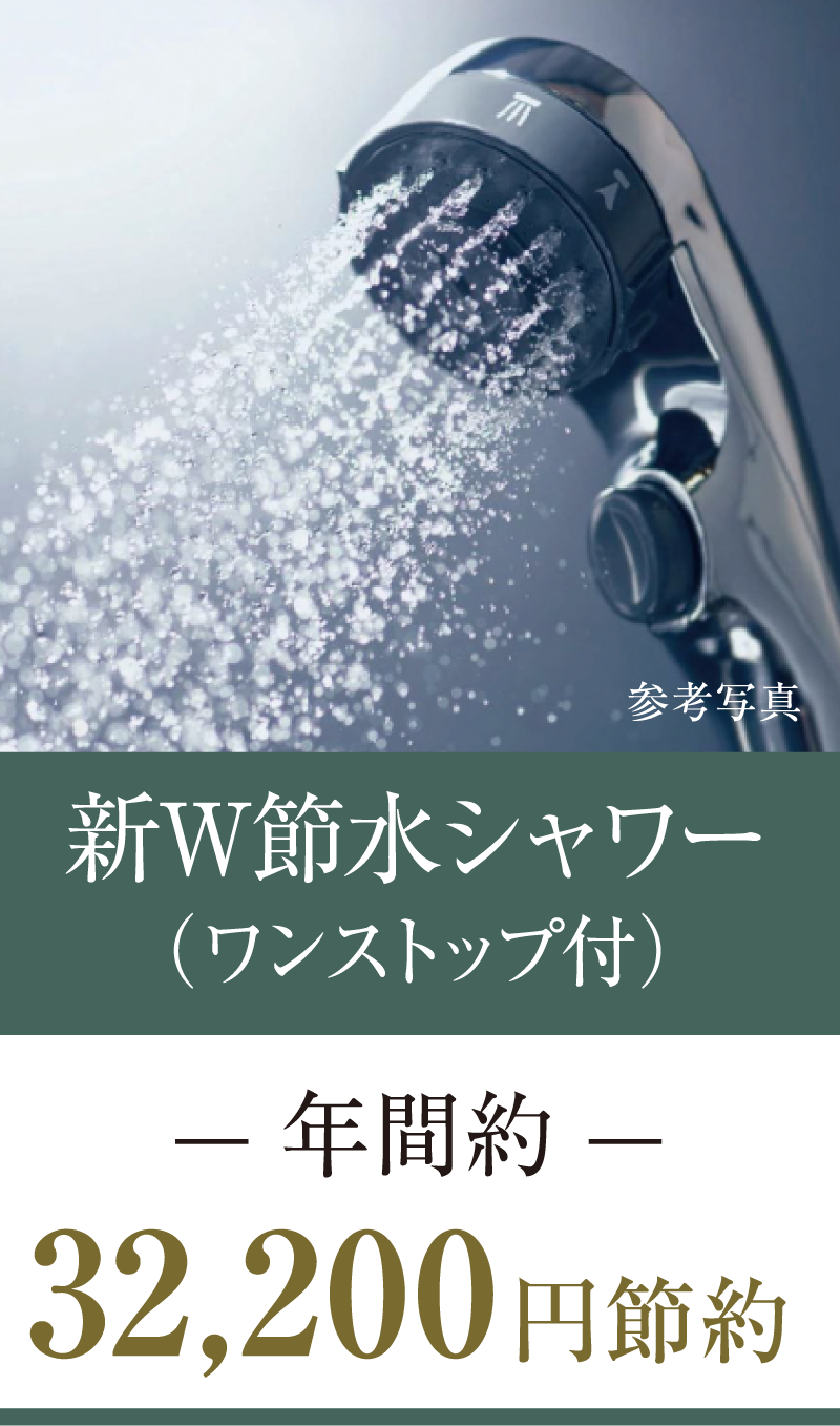 新W節水シャワー（ワンストップ付） 年間約32,200円節約