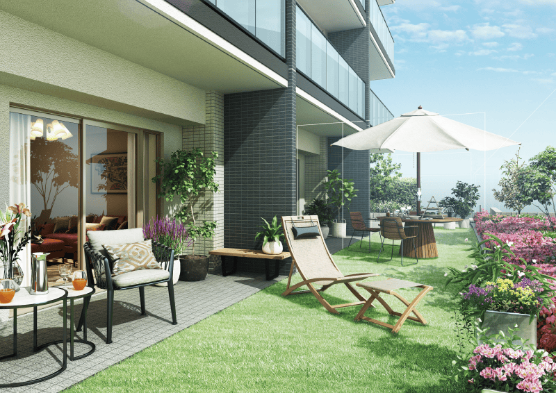 戸建感覚に楽しむテラス&専用庭