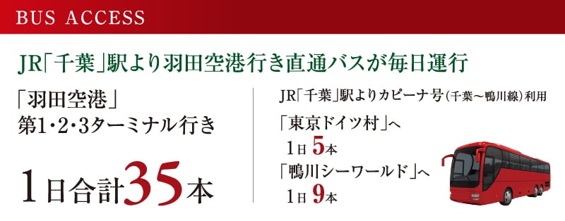 BUS ACCESS　「羽田空港」第1・2・3ターミナル行き、1日合計35本