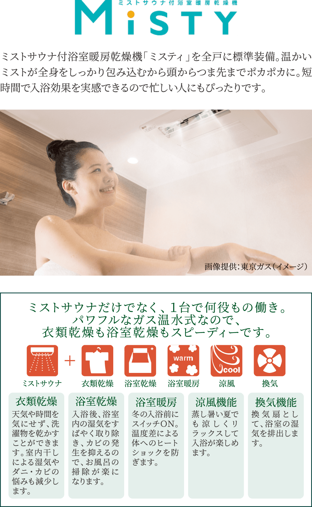 ミストサウナ付浴室暖房乾燥機「ミスティ」