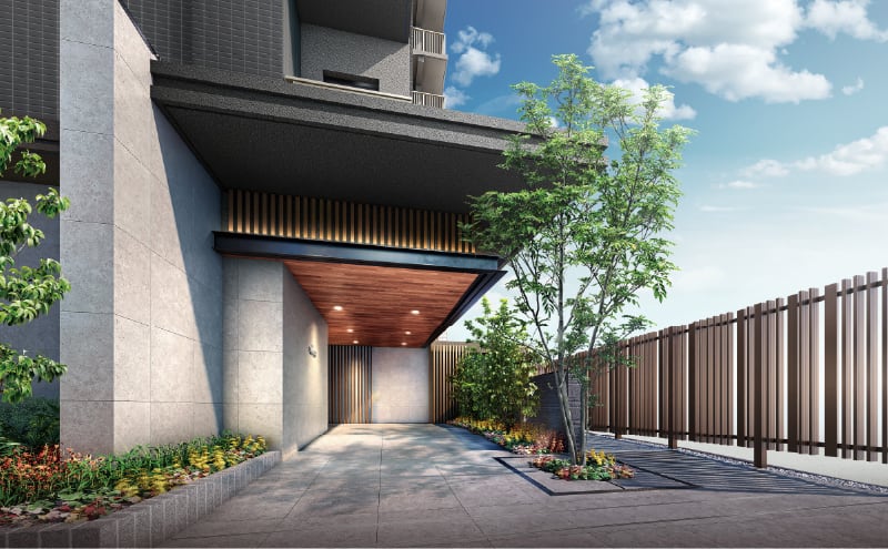 バリアフリー対応のエントランスアプローチ