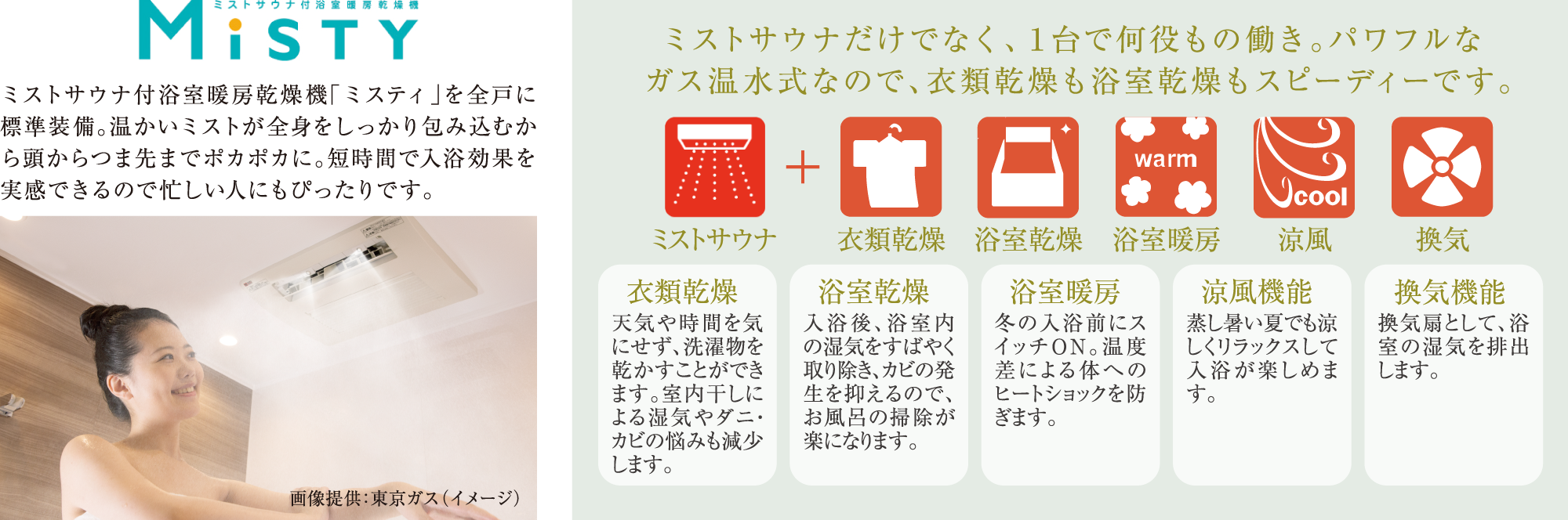 ミストサウナ付浴室暖房乾燥機「ミスティ」