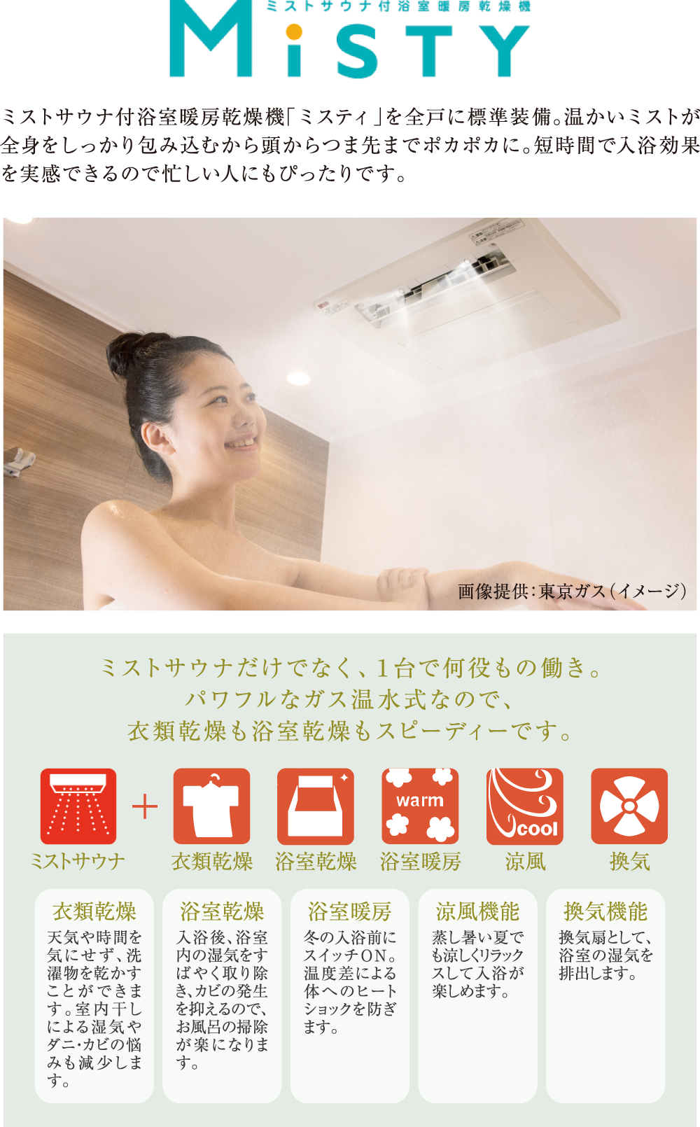 ミストサウナ付浴室暖房乾燥機「ミスティ」