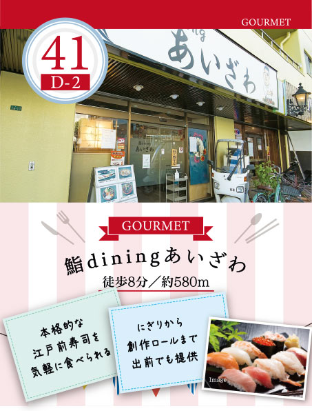 鮨diningあいざわ徒歩8分／約580m